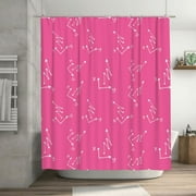 Pink Doodle Background Pattern Shower Curtain, Mathematics Waterproof Bath Curtains for Bathroom Decorations, 72 x 72 inches