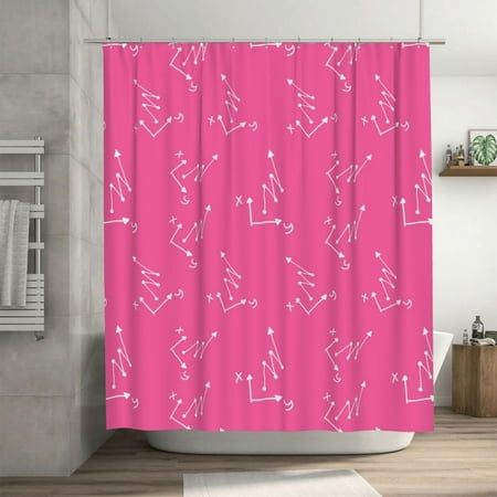Pink Doodle Background Pattern Shower Curtain, Mathematics Waterproof Bath Curtains for Bathroom Decorations, 72 x 72 inches