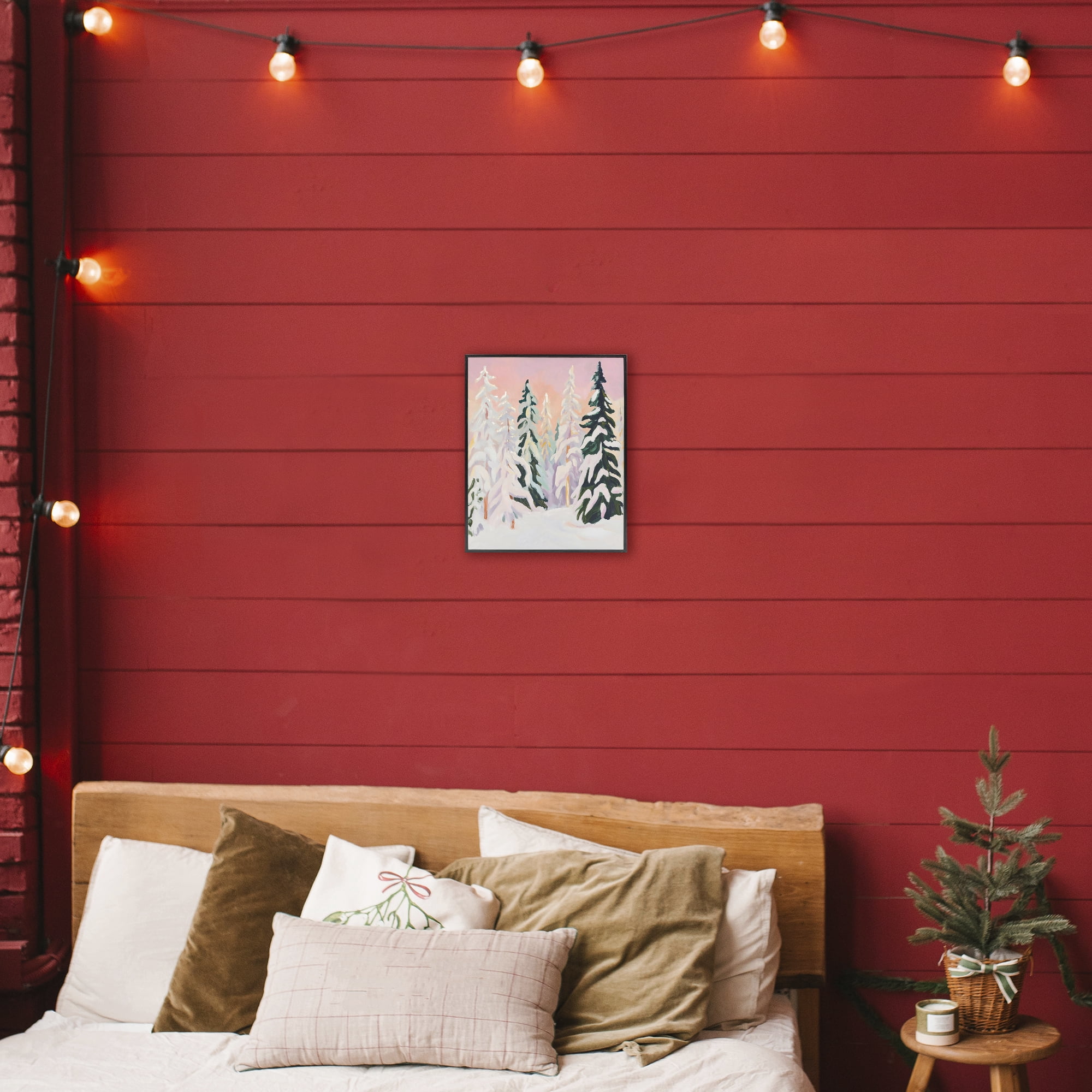 Stupell Industries Peachy Pastel Winter Forest Black Framed Giclee Art, design by The Prints Vibe