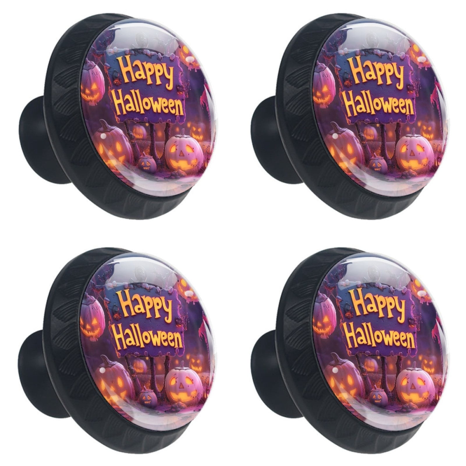 4 Pcs Happy Halloween Knobs for Kitchen Cabinet Cupboard Dresser Bookcase Drawer Pulls Handles Round Home Decor