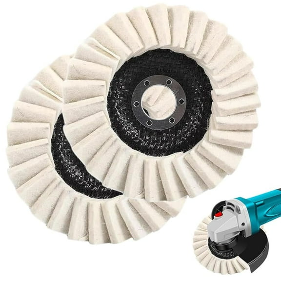 Wool Felt Flap Polishing Disc, 2025 New Wool Felt Flap Discs Polishing Wheel, Wool Polishing Wheel Disc Buffing Pad, 100 Angle Grinder Abrasives Abrasive Kit for Metal, Marble Stone (4.5 inches, 2)