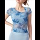 thumbnail image 1 of Blusas Ajustadas de Corta con Frunces y Estampado Floral de Cuello Asimétrico para Mujer Azul L, 1 of 7