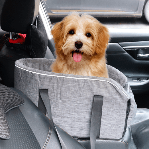 Plumilo Center Console Dog Car Seat for Small Dogs and Cats up to 11 lbs, 3-in-1 Portable Pet Carrier, Gray