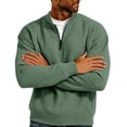 thumbnail image 5 of Tdoqot Mens Waffle Sweatshirt Quarter Zip- Fashion Casual Quilted Long Sleeve Pullover Tops Green Size 2XL, 5 of 7