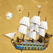 HI-REEKE Pirates Ship Building Block Set The Royal Fleet Ship Kit Plastic Toy Gift for Adult Gold