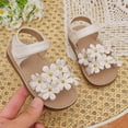 thumbnail image 6 of Girls White Dress Sandals Open-Toe Summer Shoes for Little Big Kids Flower Princess Casual Wlaking Slides, 6 of 8