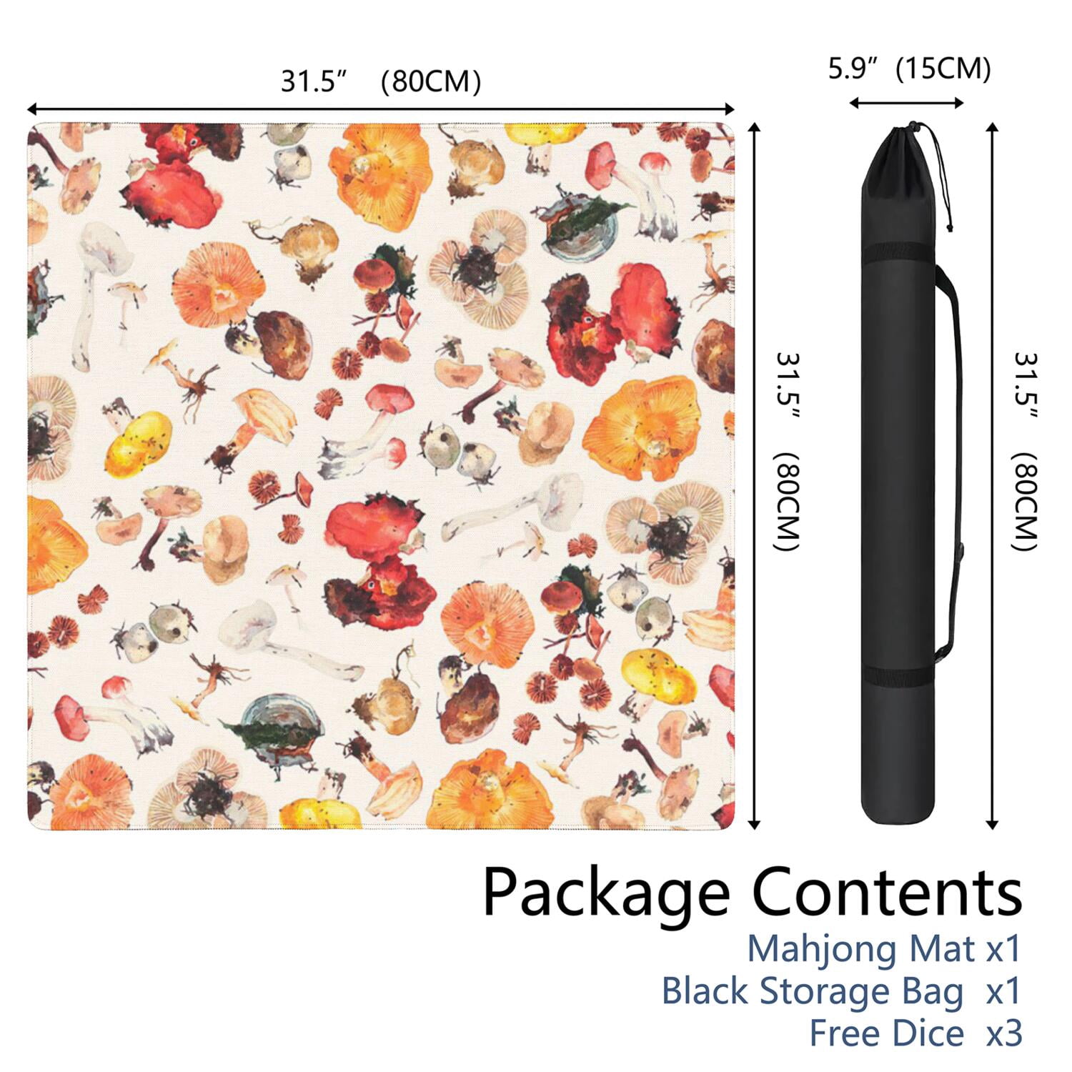 Large Plants Design Mahjong Pad 31.5x31.5 Inches Constructed from Durable Rubber Featuring Anti-Slip Non-Slip Backing and Noise Reduction for Card Games