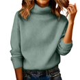 thumbnail image 1 of Comdrip Chandails Confortables pour Femmes Chandails Surdimensionnés Confortables en Tricot Col Rond Automne Chandail Tendance Tenues d'Automne Chandail Col Roulé Femmes, Vert Clair 3TG, 1 of 5