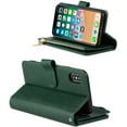 thumbnail image 3 of Wallet Case Compatible with iPhone XS/iPhone X Case,[9 Card Slots] [Wrist Strap] [Stand Feature] Zipper Cash Pocket Magnetic Leather Cover Shockproof Slim Case for iPhone XS,5.8 inch Dark Green, 3 of 16