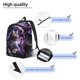 thumbnail image 3 of Disketp Purple Moon Cat print Canvas Backpack Lightweight Travel Daypack Student Rucksack Laptop Backpack-, 3 of 5