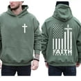 thumbnail image 4 of Faith Over Fear Hoodie – Double-Sided American Flag Cross Pullover, Christian Patriotic Apparel for Believers, Unisex Church or Daily Wear Top, 4 of 7