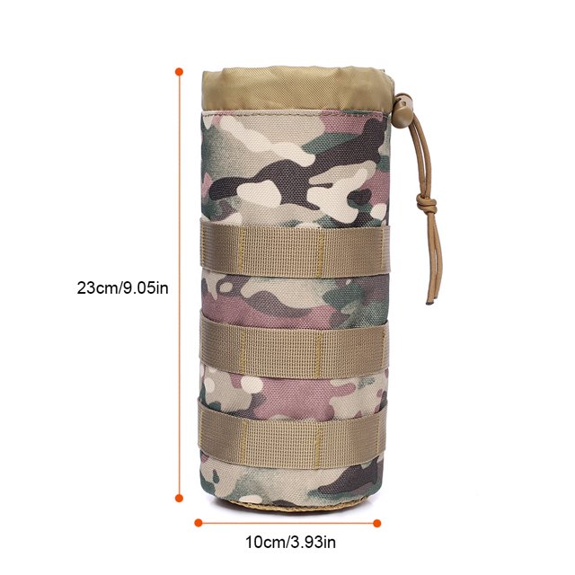 Water Bottle Bag Portable Backpack Pouch Sport Mesh Hole Bottom Drawstring Kettle Holder Carrier Travelling Cover Protector CP Camouflage