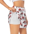 thumbnail image 1 of Balery Red Wheeled Tractors Pantalones cortos deportivos para mujer con forro y dos bolsillos, elásticos, para entrenamiento, gimnasio, yoga-Large, 1 of 7
