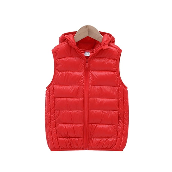 LYMAYTER Kids Unisex down Cotton Vest Boys Girls Hooded Thickened Warm Jacket Toddler Winter Sleeveless Waistcoat for 4-15 Years