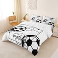 thumbnail image 3 of Castle Fairy Soccer Ball Game Bedding, Sport Stars Print Duvet Cover Full, White Black,3pcs,1 Duvet Cover and 2 Pillowcases, 3 of 6