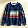 thumbnail image 7 of Enjoytime Sweatshirt for Women Striped Long Sleeve Half Button Pullover Tops Fall Fashion Casual Crew Neck Sweatshirts, 7 of 7