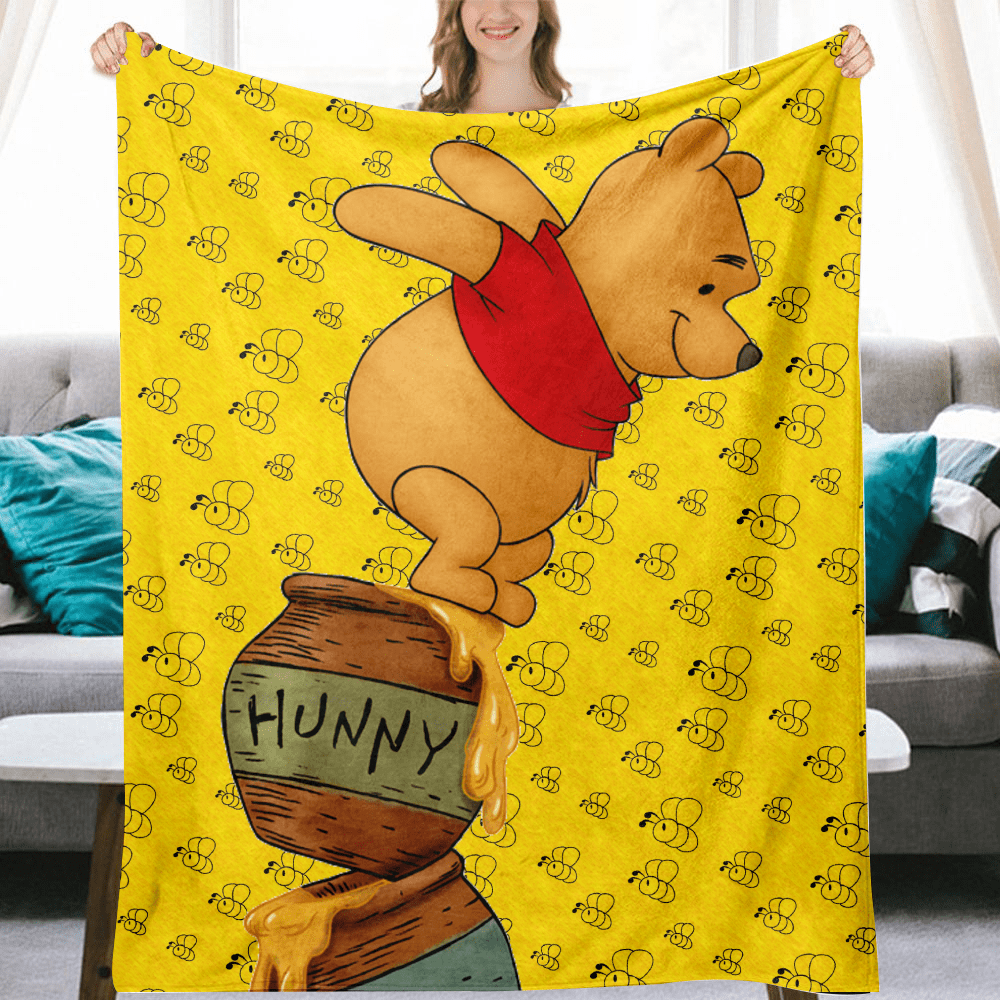 Fnyko Blanket Cartoon Winnie the Pooh Printed Super Soft Baby Blanket
