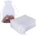 thumbnail image 5 of Paquete de 100 bolsas blancas, bolsas de malla de 4 x 6 pulgadas, bolsas de regalo con cordón, bolsas de joyería para dulces, recuerdos de boda, Navidad, 5 of 5