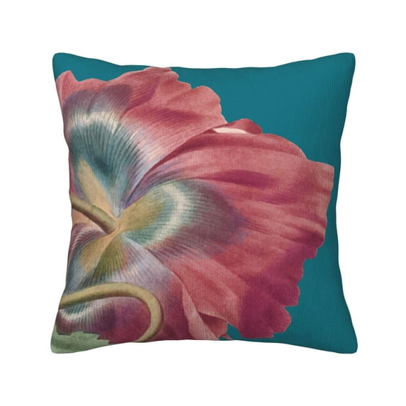 Square Throw Pillow Covers with Core, Flower Blooming Background Pillows for Sofa Beds, 16" x 16" Multicolor