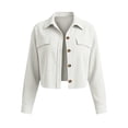 thumbnail image 7 of Fnooota Womens Trucker Jackets, Fall Lapel Collar Casual Long Sleeve Cropped Outerwear White Size XL, 7 of 7