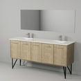 thumbnail image 6 of Lancy 72 in W x 20 in D Rustic Acacia Double Bath Vanity, White Quartz Top, Gun Metal Faucet Set and 70 in Mirror, 6 of 10