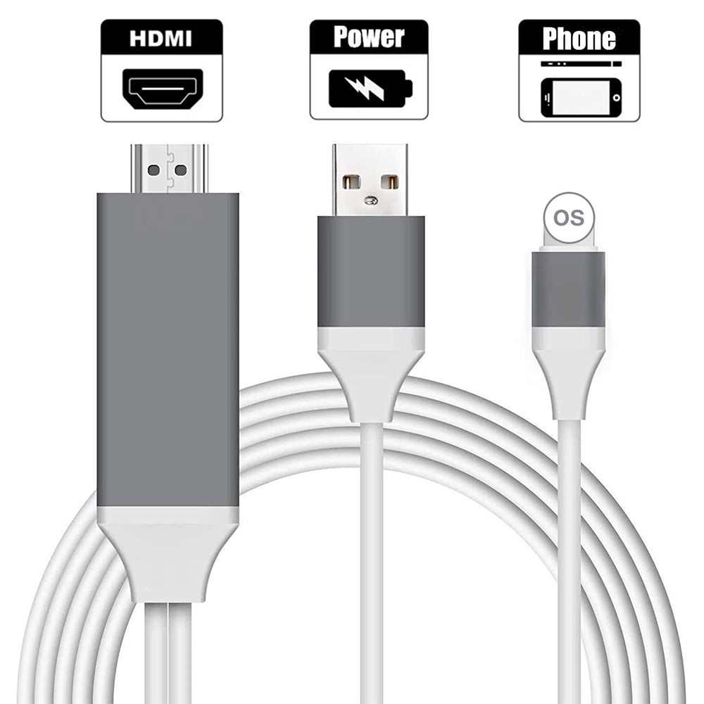 HDMI Cable for iPhone iPad, Compatible with iPhone to HDMI Adapter, Digital AV Connector 1080P HDMI Cord for iPhone 11/11pro max/XR/XS/X/8/7/6 iPad Air Mini iPod to TV/Projector/Monitor - Walmart.com