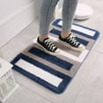 thumbnail image 4 of Xiao Hua Alfombra de baño antideslizante a rayas, de microfibra, absorbente de agua (azul, 40 x 60 cm), 4 of 5