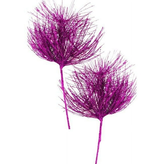 25 in. Glittered Spray Branch Pick for Christmas Decoration, Purple - Pack of 2