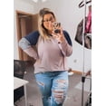 thumbnail image 4 of TIYOMI Plus Size Tops For Women Round Neck T Shirt Striped Long Sleeve Raglan Casual Color Block Blouses Brown Tee Fall Winter Shirts XL 14W 16W, 4 of 5