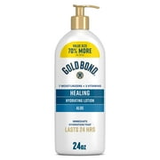 Gold Bond Healing Hydrating Body Lotion with Aloe, Moisturizer for Dry to Extra Dry Skin, 24-HR Hydration to Soothe & Comfort, Non-Greasy, Dermatologist-Tested, Light Scent, 24 Oz Family Size Pump