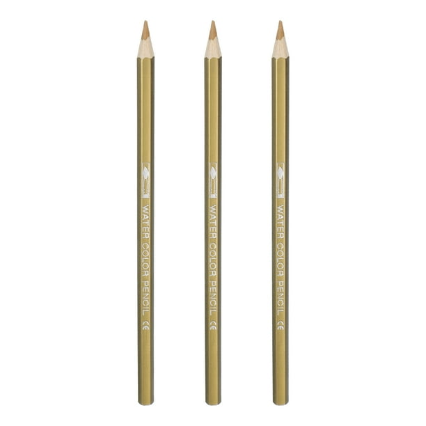Uxcll Lápices de Acuarela, Set de Lápices de Color Dorado para Esbozo, Coloreado y Dibujo, Suministros de Dibujo para Artistas para Libros de Colorear para Adultos, 3 Pcs