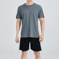 thumbnail image 2 of FhsagQ Pyjama Pyjama pour Homme Boxeurs en Coton T-Shirt pour Homme Été Manches Courtes Ensemble Demi-Manches Ample Respirant Mise en Forme Exercice Course Tenue de Sport Ensemble de Sport Pyjama pour Homme Coton Long Gris TTG, 2 of 7