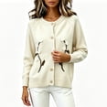thumbnail image 5 of Sweater for Women Floral Embroidered Cardigan Button Down Crew Neck Long Sleeve Casual Sweater, 5 of 5