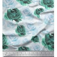 thumbnail image 2 of Soimoi Green Poly Georgette Fabric Grandiflora Roses Floral Print Fabric by Yard 42 Inch Wide, 2 of 3