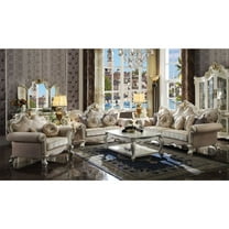 ACME Picardy Sofa with Pillows in Beige Fabric and Antique Pearl