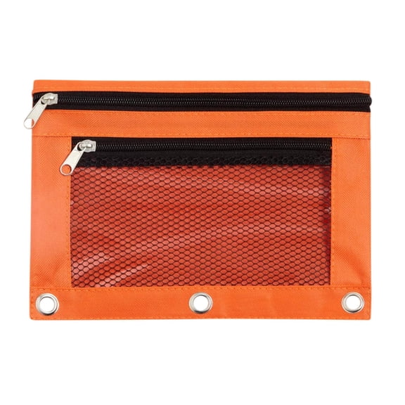 Fufafayo 3 Ring Binder Pencil Pouch, Zippered Double Layer Pencil Case Organizer, Clear Window Cosmetic Bag for Study Supplies, College Study, Office Stationery