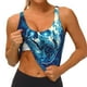 thumbnail image 3 of Fotbe Abstract Blue Skull Sujetador Deportivo Largo sin Aros para Mujer con Almohadillas y Soporte Medio, Transpirable y Absorbente, Camiseta Tipo Chaleco o Tank Top-X-Large, 3 of 8