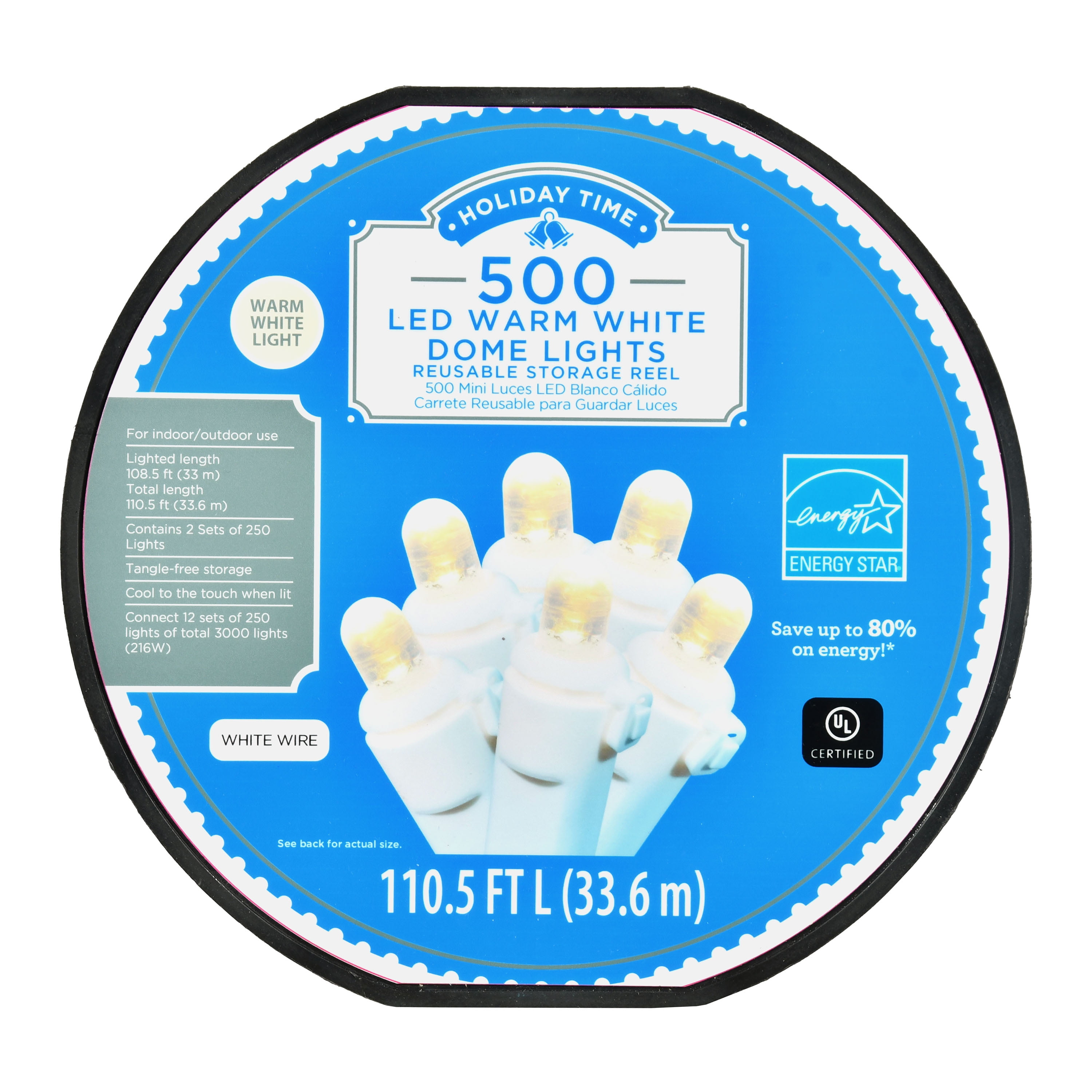 Holiday Time 108.5 ft, 500 Count Warm White LED Mini String Christmas