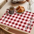 thumbnail image 3 of Red Farmhouse Placemats Set of 8 Gradient Buffalo Plaid Lattice Grid Place Mats Indoor Wipeable Table Mats Washable Cloth Dining Table Placemats for Kitchen Holiday Party Home Decor 13x19 Inch, 3 of 9