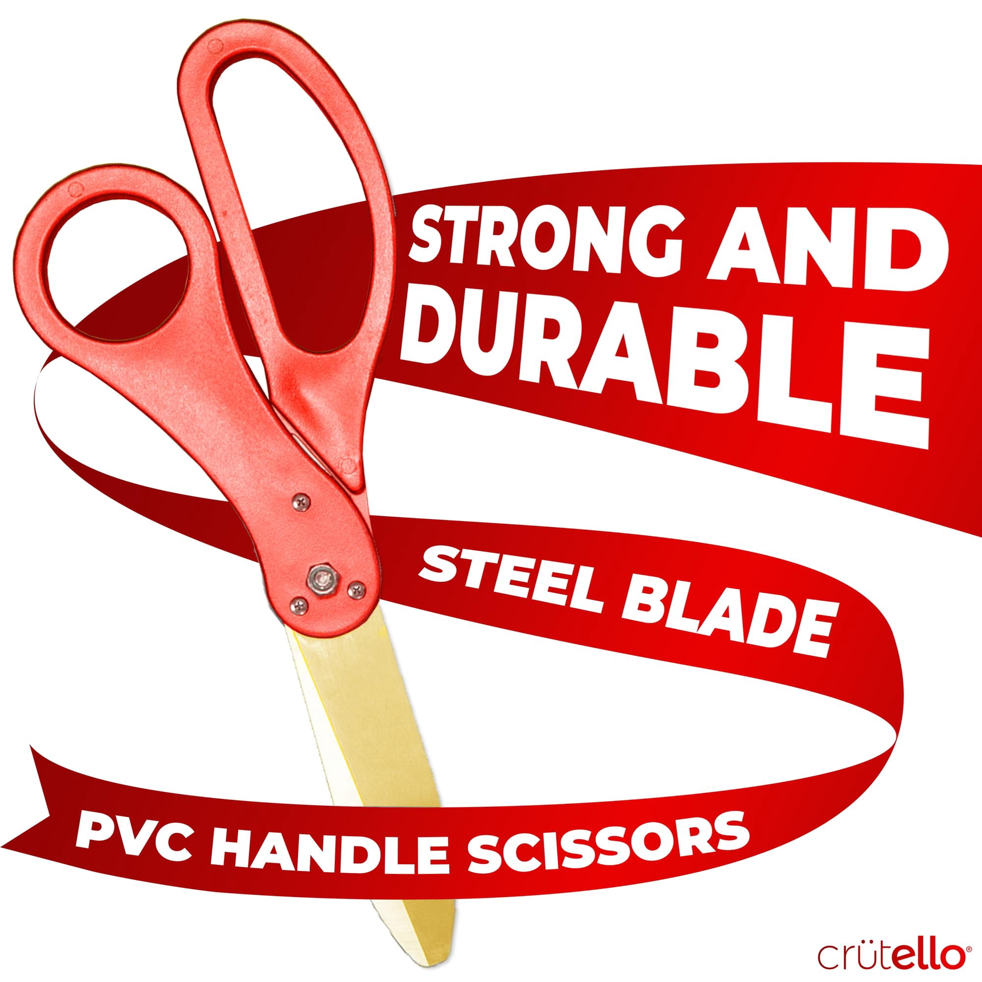Crutello Ribbon Cutting Ceremony Kit - 20"Giant Red Scissors with Grand Opening Banner and 30 Foot Large Red Ribbon 4"Wide, 20 Balloons, 90 ft Balloon and 20 Feet Banner Rope for Decorations