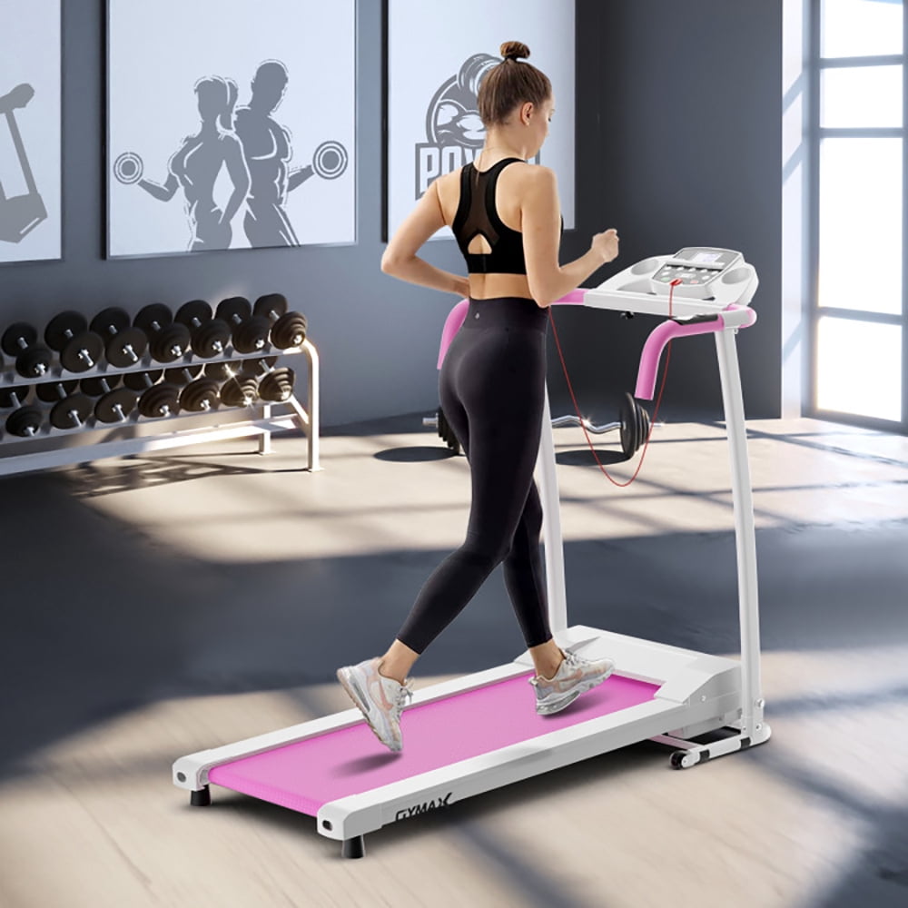 Spaco Folding Treadmill with 12 Preset Programs and LCD Display, Jogging Machine, Manual Treadmill, White