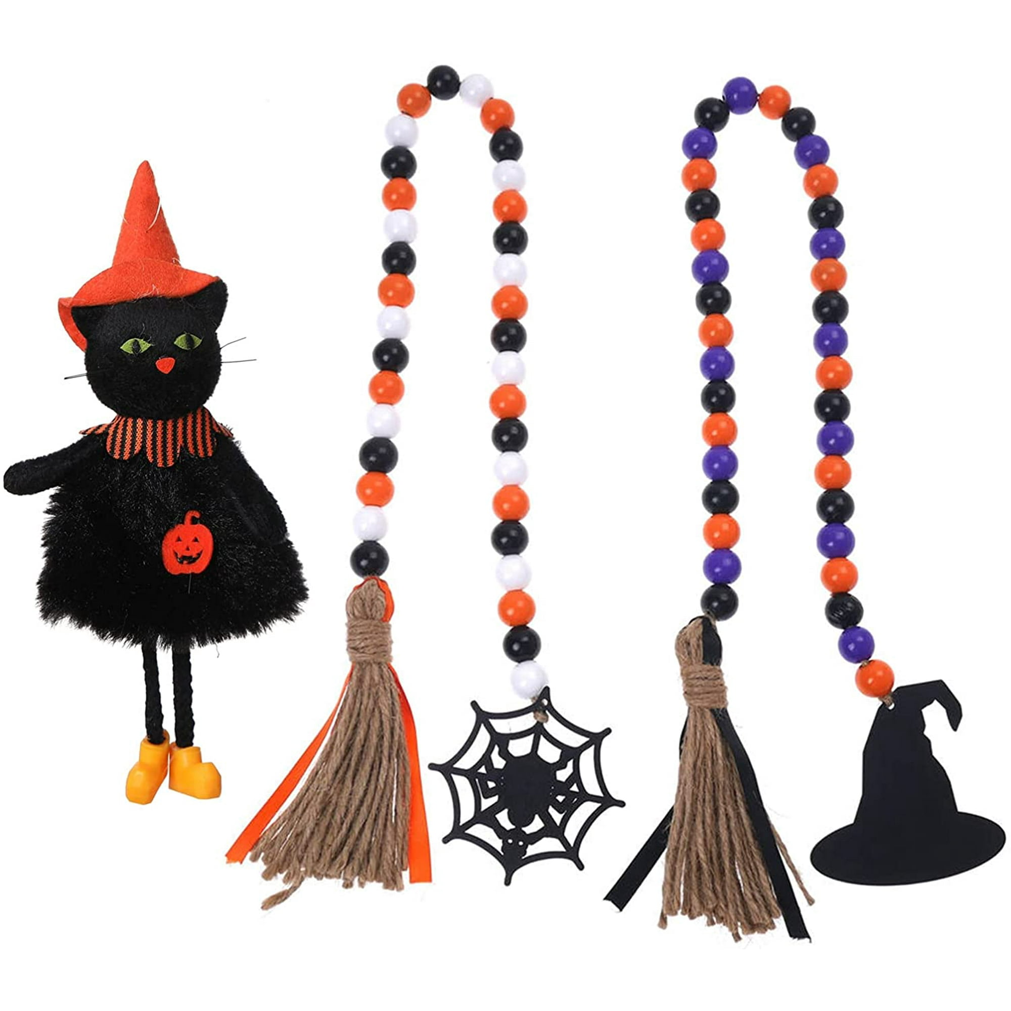 2 PCS Halloween Wooden Bead Garland with Witch Hat, Spider Web Signs and  Tassels, Rustic Country Farmhouse Bead Wall Hanging Garland with Black Cat  Ornament for Halloween Party Decoration | Walmart Canada