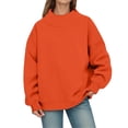 thumbnail image 2 of Orange Hoodies for Women Mock Neck Sweatshirt Women Fall Fashion Oversized Turtleneck Pullover Fleece Long Sleeve Sweatshirts Tops, 2 of 6