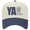 Natural/Navy, variant on Women's Embroidered Otto Cap 5 Panel Mid Profile Baseball Cap - Ya'll Cowgirl Boots Design, White/Royal