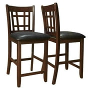 Monarch Specialties Lavon Upholstered Counter Height Stools Black and Espresso (Set of 2)