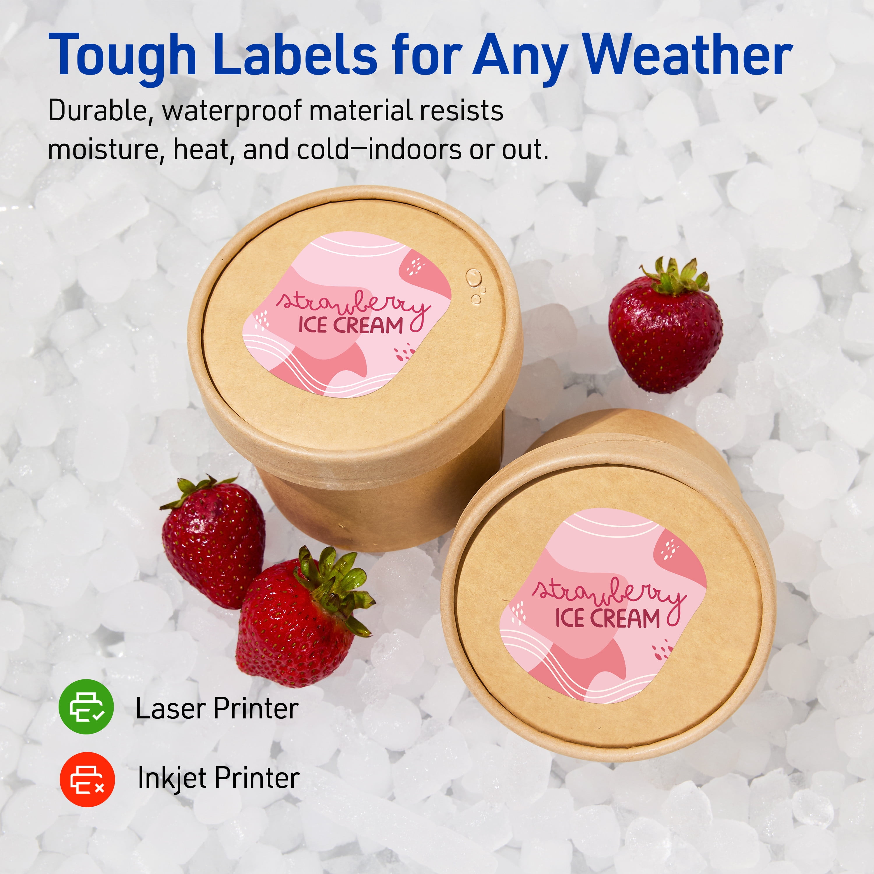 Avery Waterproof Rectangle Labels, 8.5" x 11", 50 Total