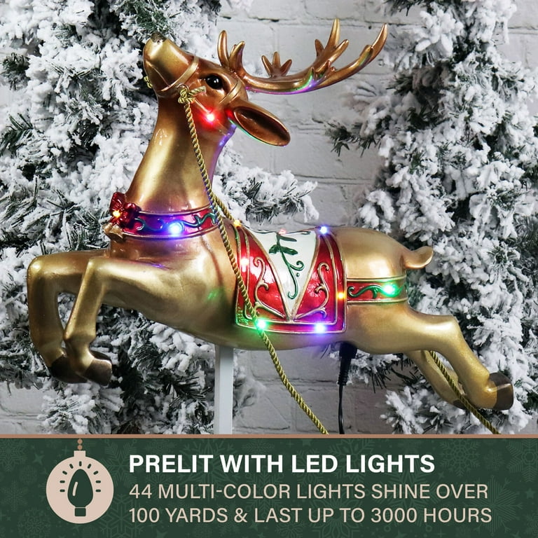 Fraser Hill Farm 3-Piece Santa, Sleigh Flying Reindeer Holiday