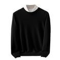 thumbnail image 2 of Mens Sweaters Slim Fit Round Neck Long Sleeve Plain Pullover Sweaters Stretchy Casual Fall Winter Tops (XL, Black), 2 of 6