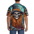 thumbnail image 6 of Picia Cartoon Pumpkin Skull Men's Linen Shirts Short Sleeve Cuban Beach Shirts Casual Shirts Button Down Shirt for Men Beach Summer Wedding Shirt-3X-Large, 6 of 7