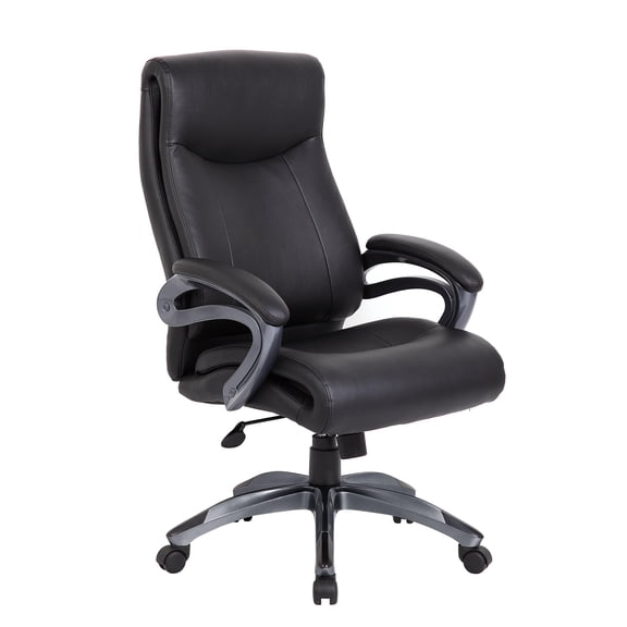 Kingfisher Lane Leather Double Layer Executive Office Chair in Black